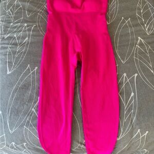Fashion Nova Neon Pink Ribbed Jumpsuit
